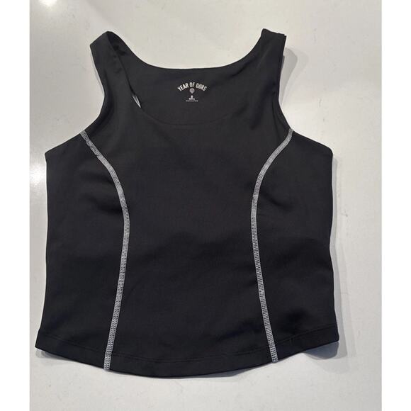 Year Of Ours The Tread Crop Top Women’s Size Small Black White Stitching Tank - Picture 1 of 7